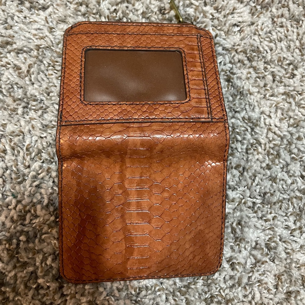 NEW FOSSIL JORI BAKED CLAY BROWN PYTHON PRINT, BIFOLD WALLET - Picture 8 of 12